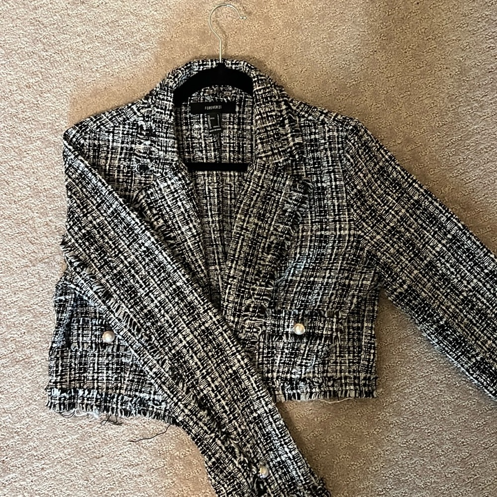 Forever 21 tweed crop blazer size L